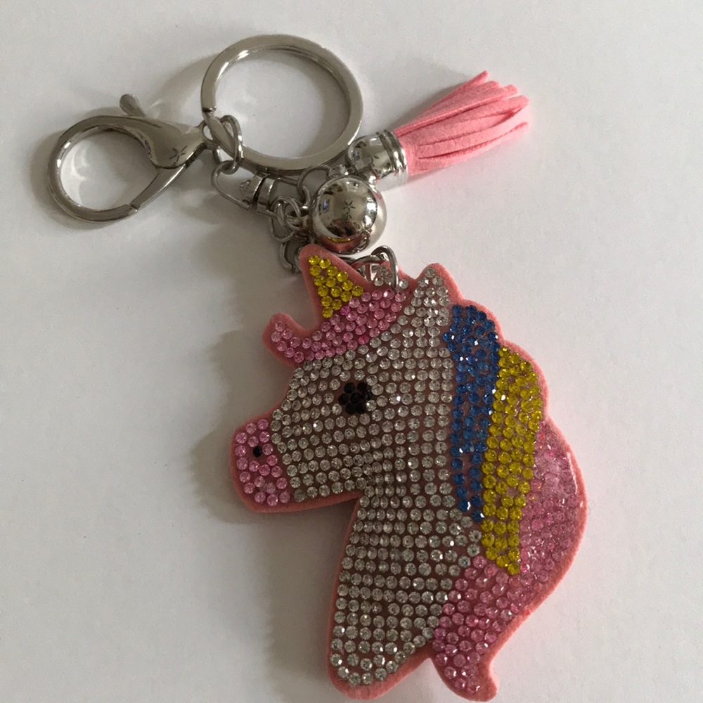 Pink studded Unicorn keychain
